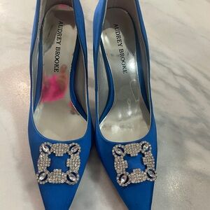 Audrey Brooke Sapphire Heels with Crystal Accents